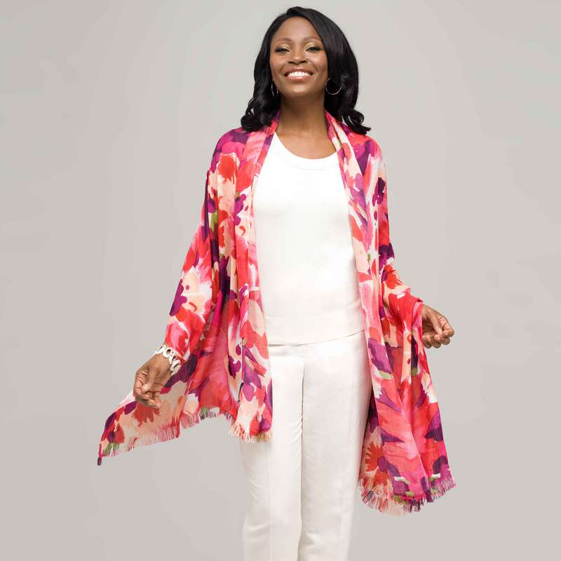 フラワーラックススカーフ, レッド, large image number 0